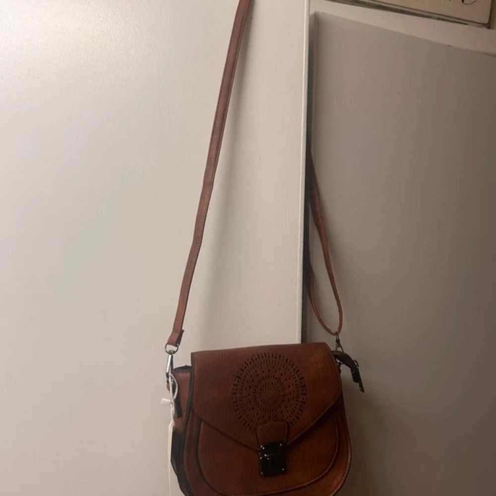 Uniqlo Brown Crossbody Bag with Intricate Design